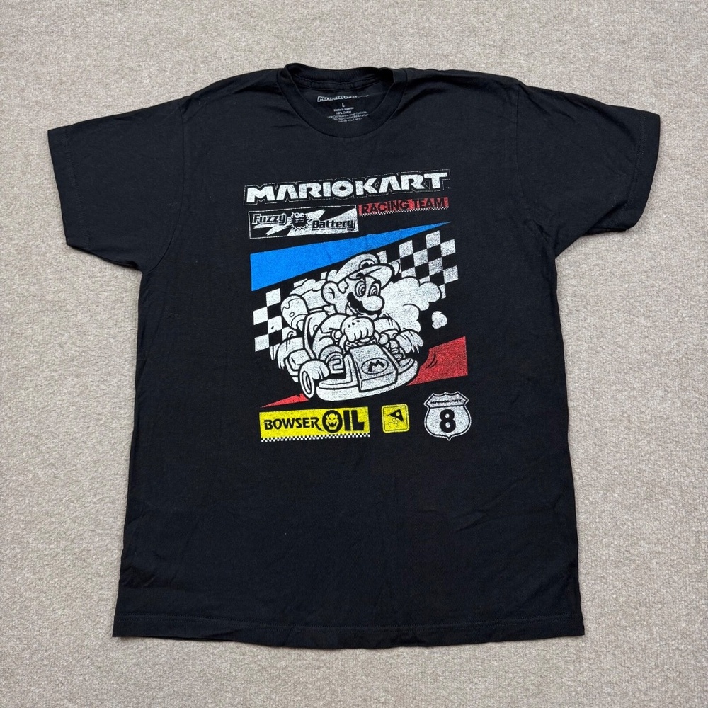 Mario Kart Graphic T Shirt Men's Size L Black Short Sleeve Crew Neck Nintendo - Picture 1 of 7